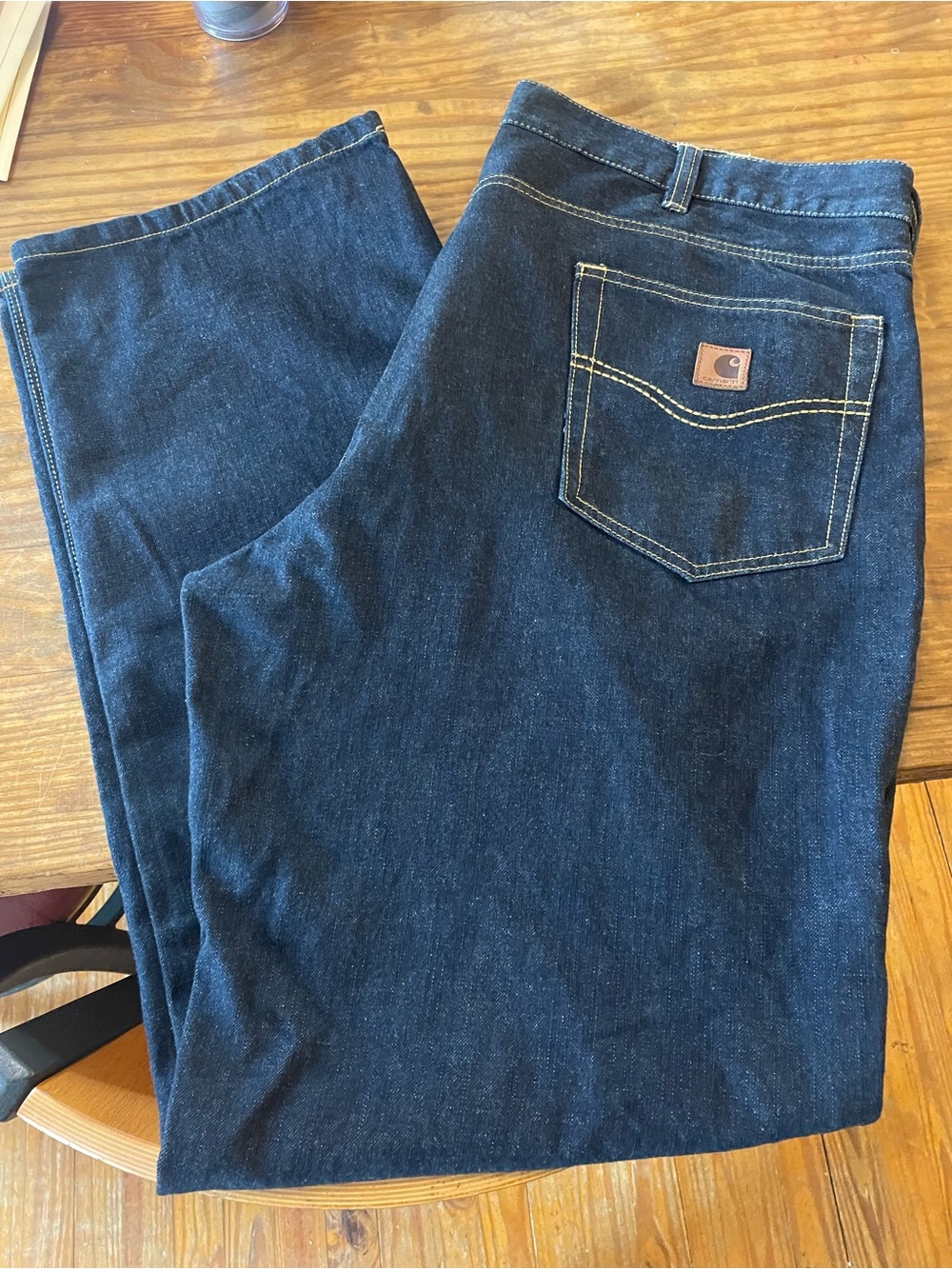 Carhartt Men's Dark Navy Blue Loose Fit Work Jeans, 42x34